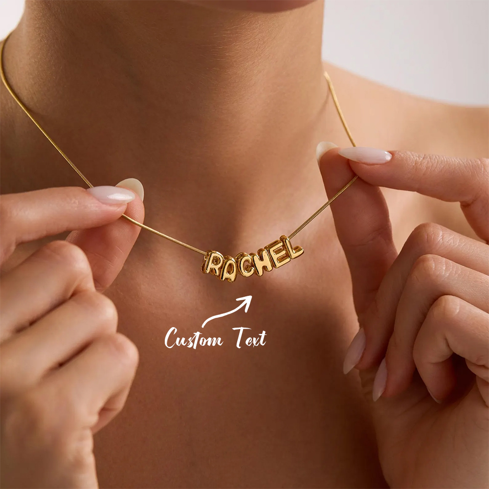 Women Fashion Names - Custom Balloon Initial Name Necklace For