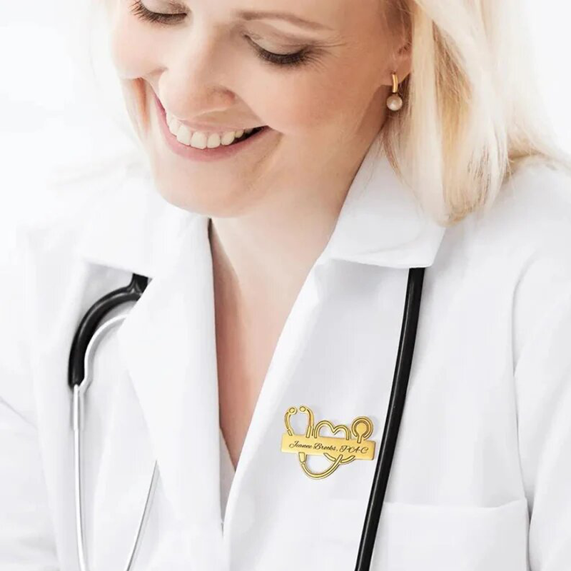 Women Fashion Dress Names - Custom Stainless Steel Nurse Badge Brooch