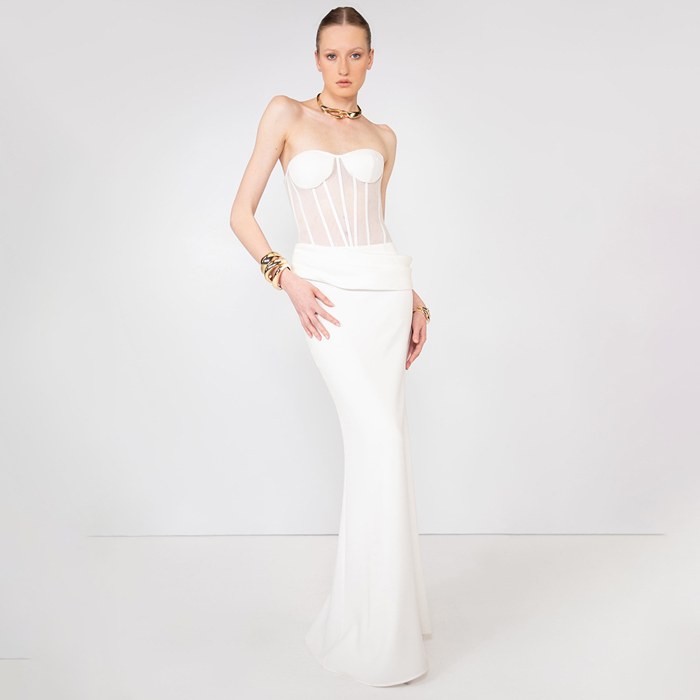 Women Fashion Dress Names - Sexy See-through Fishbone Evening Gown Long