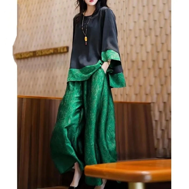 Summer Women Loose Satin Outfi - đánh giá và giá Wide Leg Palazzo Pants