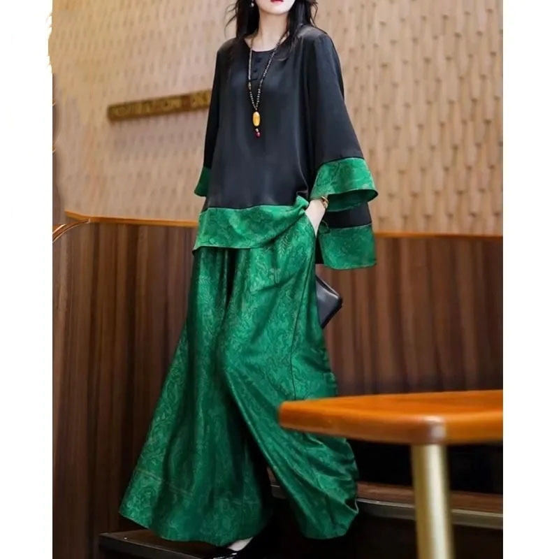 Summer Women Loose Satin Outfi - đánh giá và giá Wide Leg Palazzo Pants