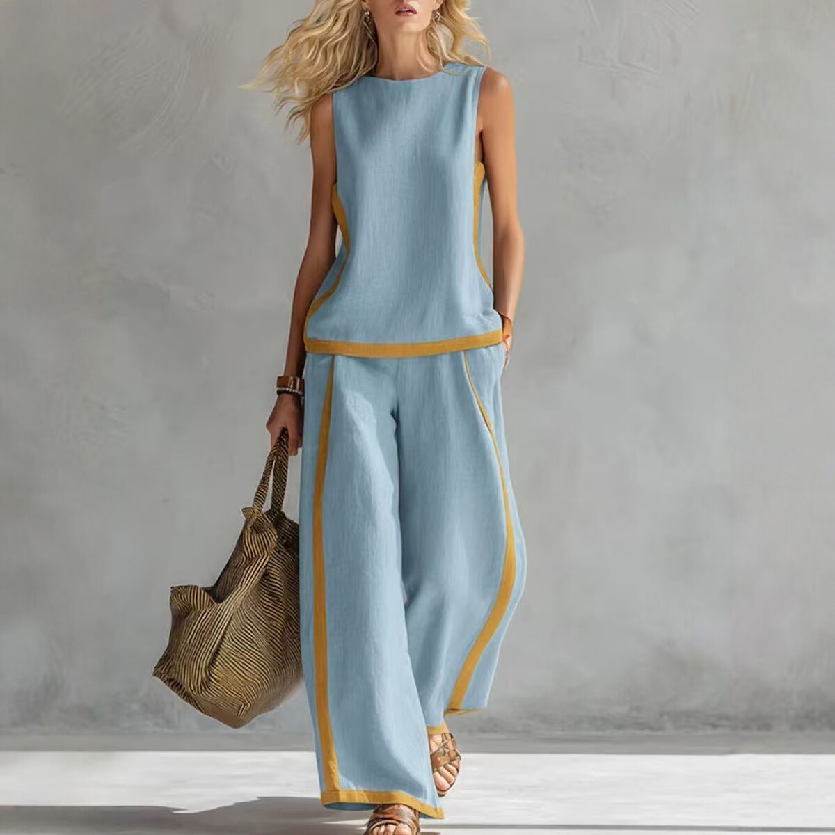 Simple Stripe Print Women's Su - đánh giá và giá Wide Leg Palazzo Pants