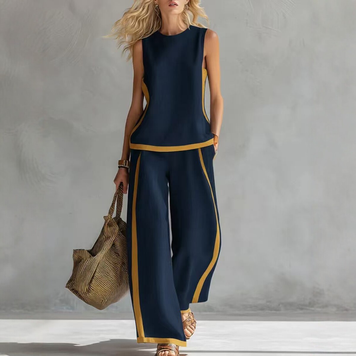 Simple Stripe Print Women's Su - đánh giá và giá Wide Leg Palazzo Pants