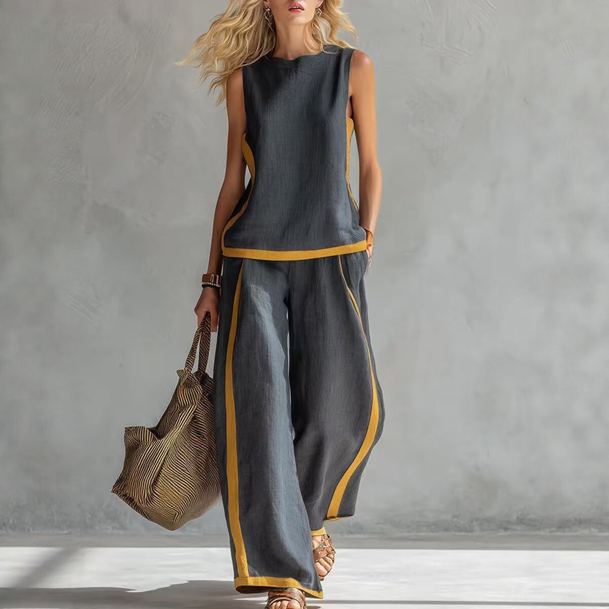 Simple Stripe Print Women's Su - đánh giá và giá Wide Leg Palazzo Pants