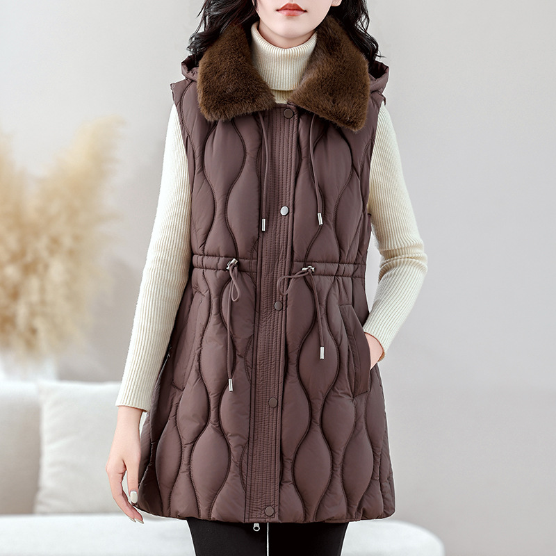 Women Mid Long Puffer Vest Aut - đánh giá và giá Puffer Vest Fashion Women