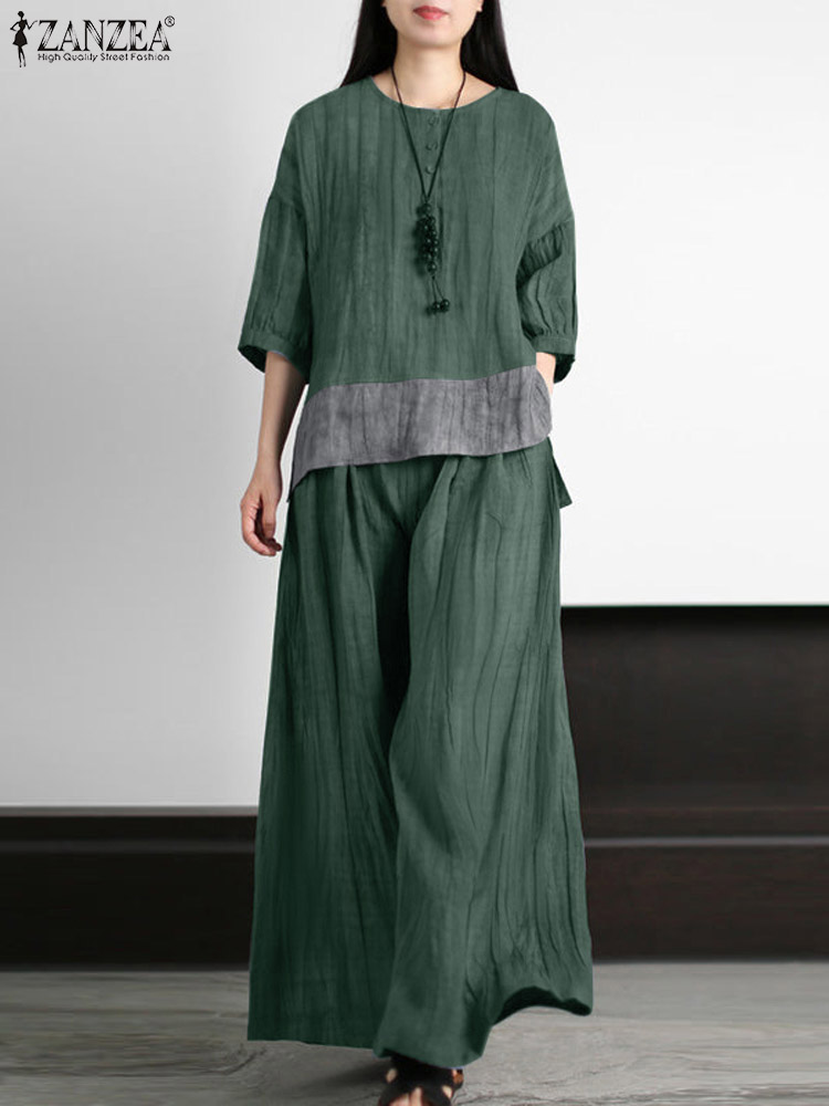ZANZEA Summer Vintage Matching - đánh giá và giá Wide Leg Palazzo Pants