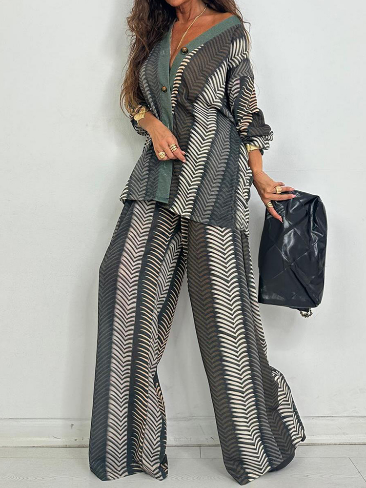 New Chic V Neck Long Sleeve Pr - đánh giá và giá Wide Leg Palazzo Pants