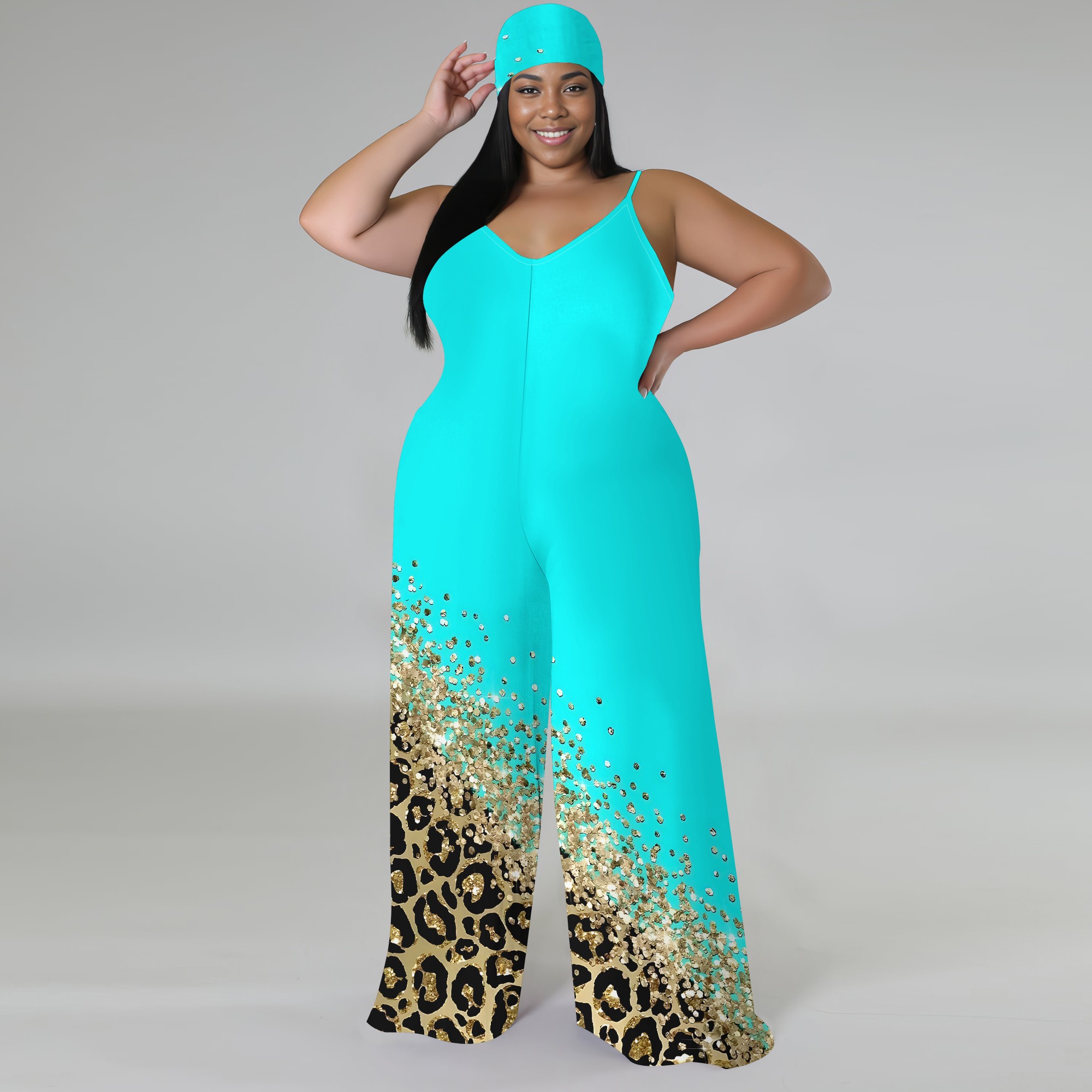 Plus Size Printed Jumpsuit - S - đánh giá và giá Wide Leg Palazzo Pants