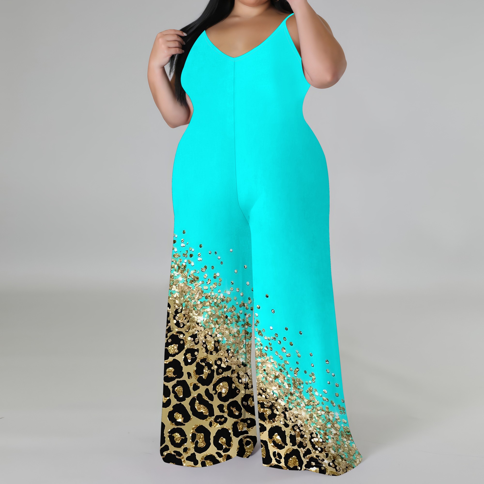 Plus Size Printed Jumpsuit - S - đánh giá và giá Wide Leg Palazzo Pants