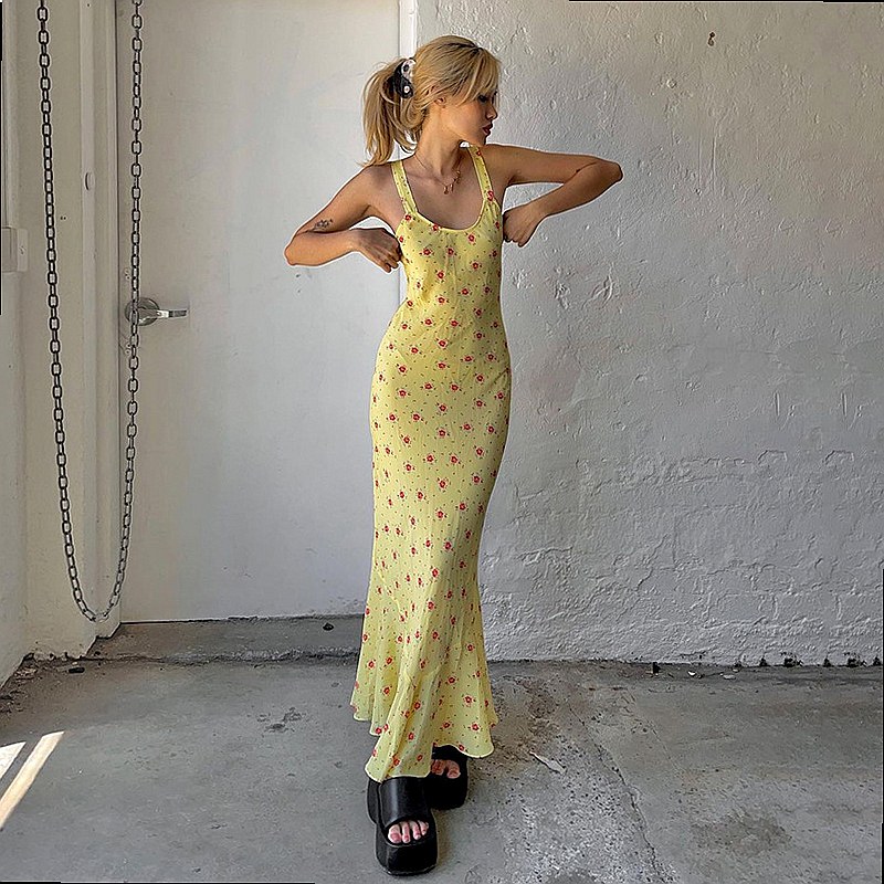 French Floral Print Long Maxi  - đánh giá và giá Maxi Dress Boho