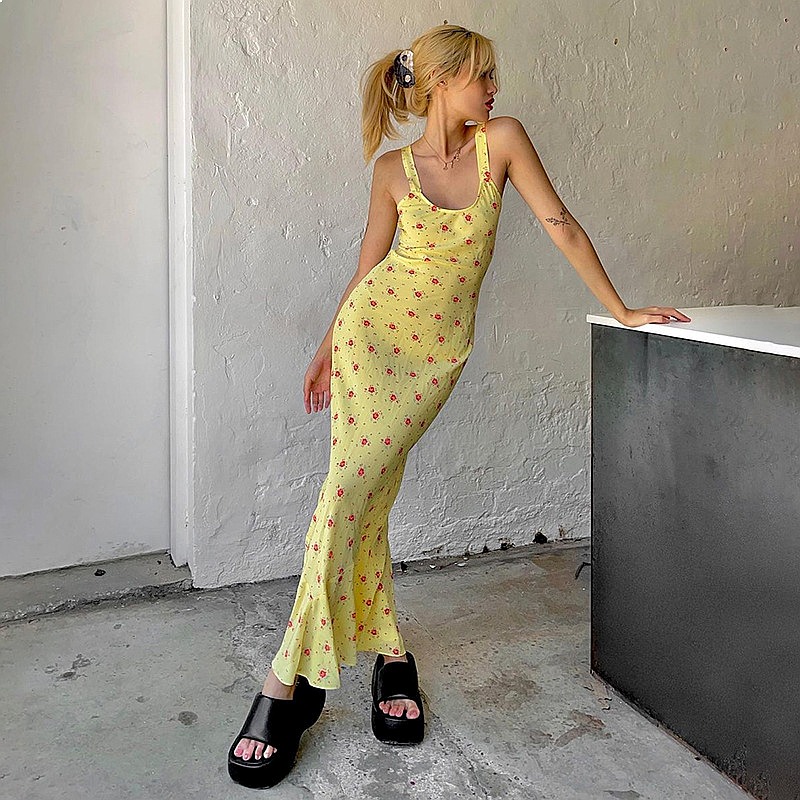 French Floral Print Long Maxi  - đánh giá và giá Maxi Dress Boho