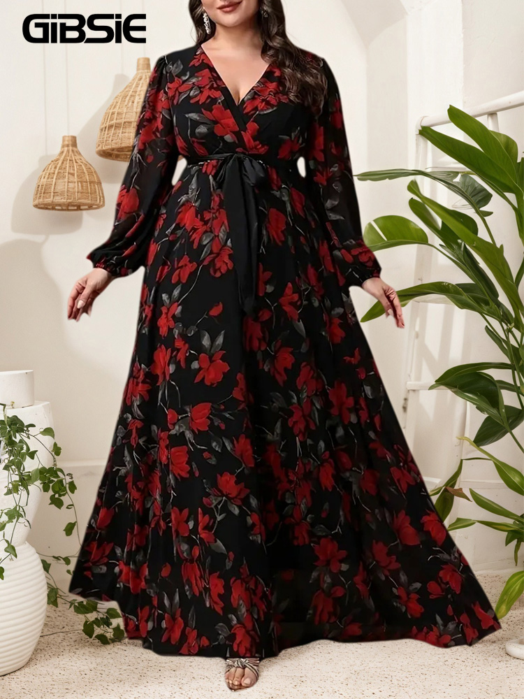 GIBSIE Plus Size Floral Print  - đánh giá và giá Maxi Dress Boho