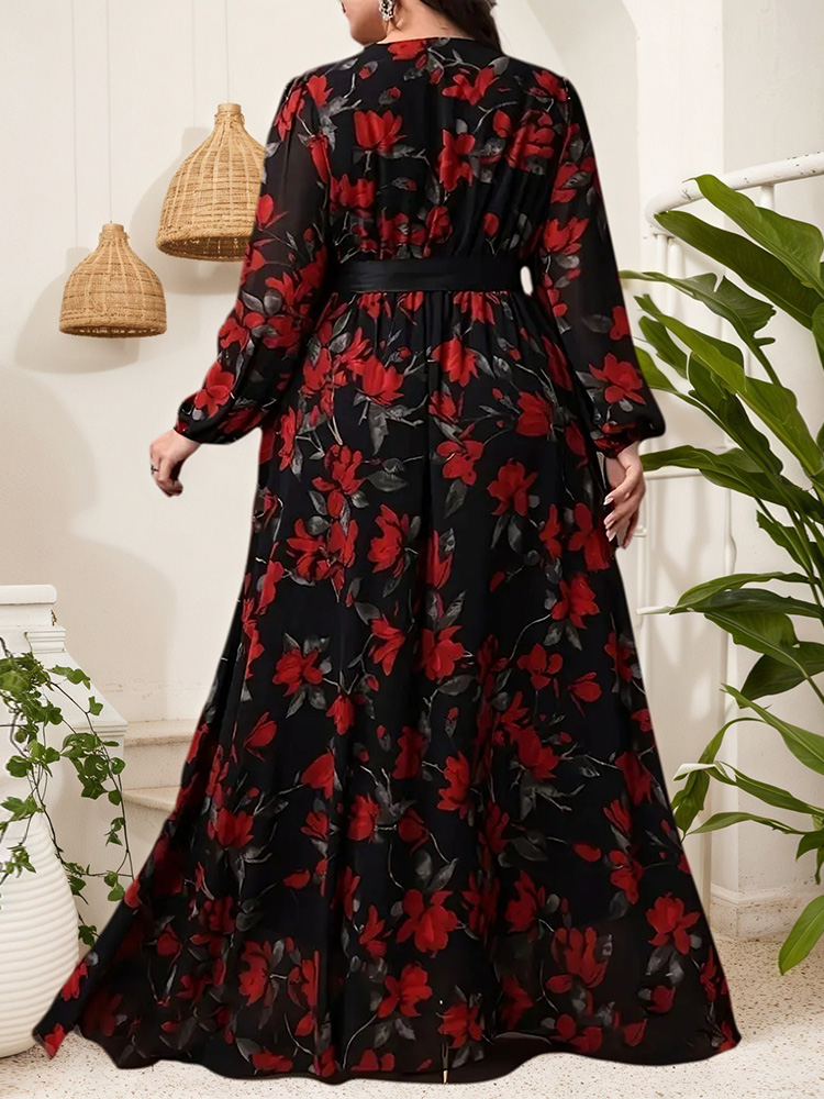 GIBSIE Plus Size Floral Print  - đánh giá và giá Maxi Dress Boho