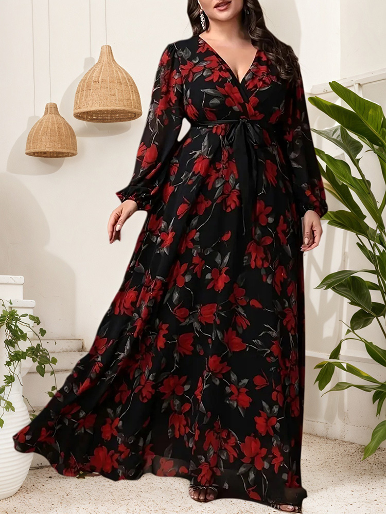 GIBSIE Plus Size Floral Print  - đánh giá và giá Maxi Dress Boho