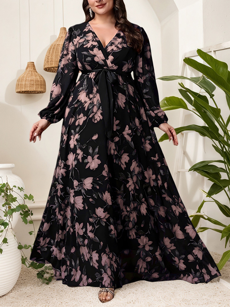 GIBSIE Plus Size Floral Print  - đánh giá và giá Maxi Dress Boho