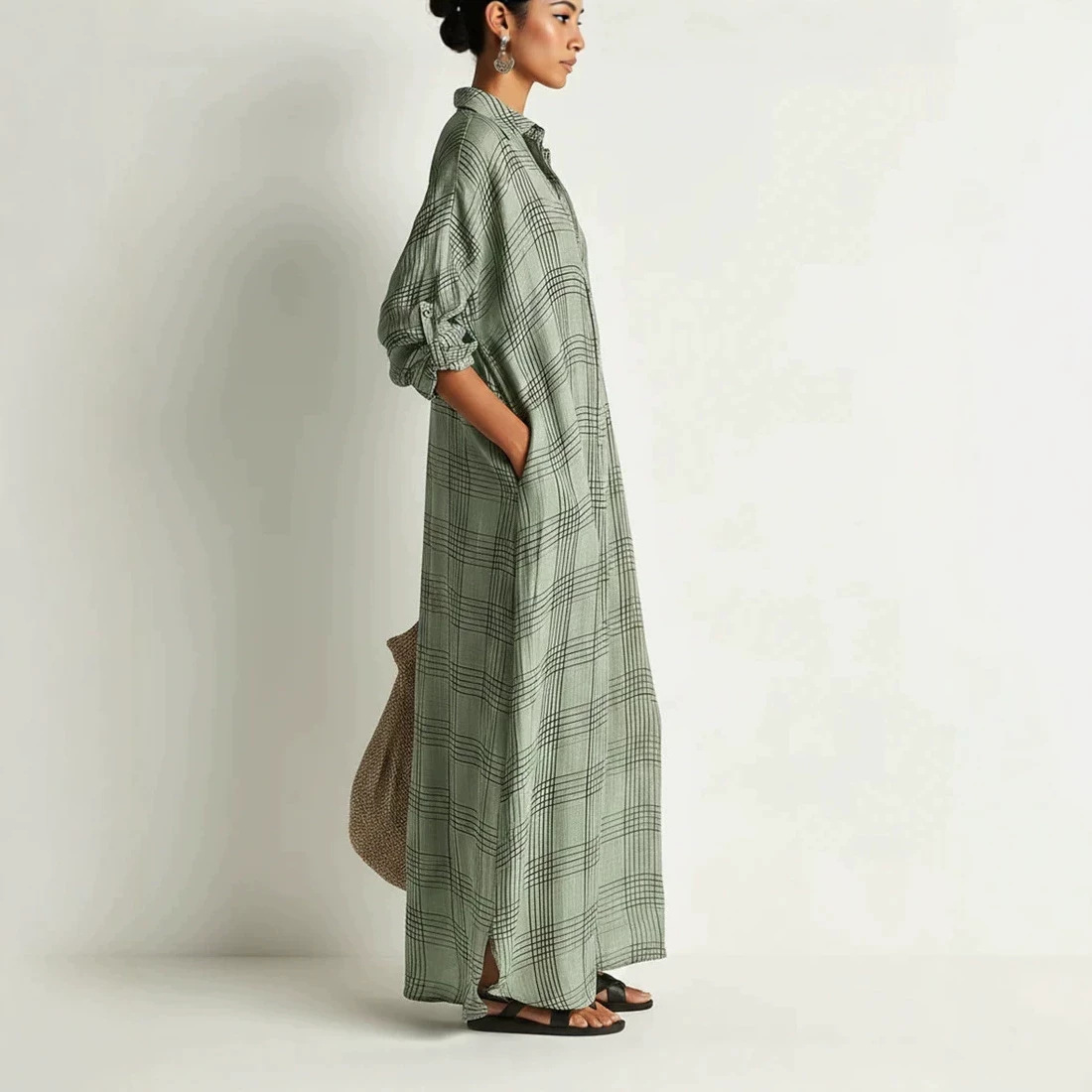 Printed Linen Cotton Midi Dres - đánh giá và giá Maxi Dress Boho