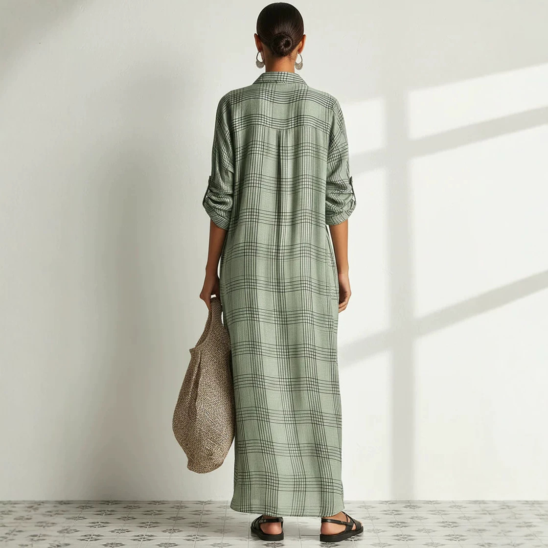Printed Linen Cotton Midi Dres - đánh giá và giá Maxi Dress Boho