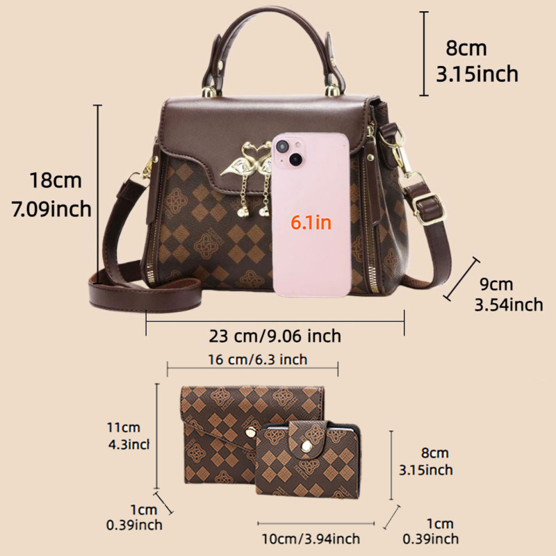 3-piece women's bag set, light - đánh giá và giá Crossbody Bag Women