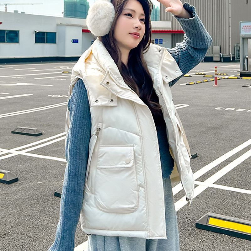 2025 Big Pocket Loose Hooded V - đánh giá và giá Puffer Vest Fashion Women