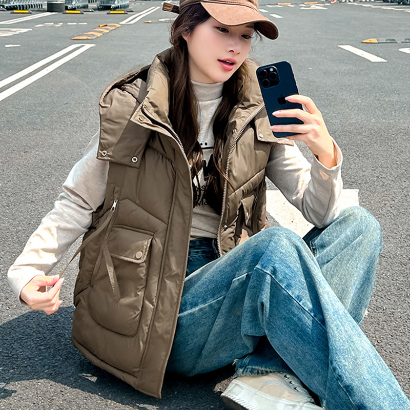 2025 Big Pocket Loose Hooded V - đánh giá và giá Puffer Vest Fashion Women