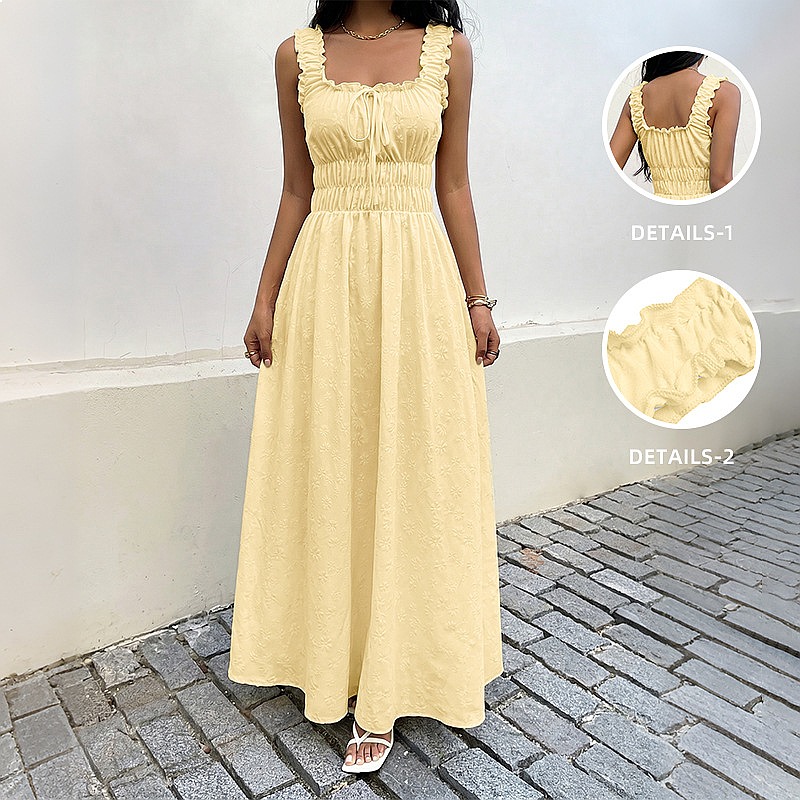Summer Sleeveless Square Neck  - đánh giá và giá Maxi Dress Boho