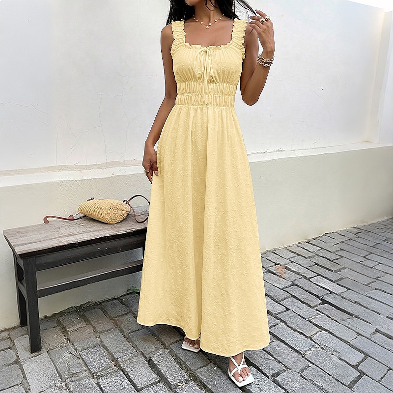 Summer Sleeveless Square Neck  - đánh giá và giá Maxi Dress Boho