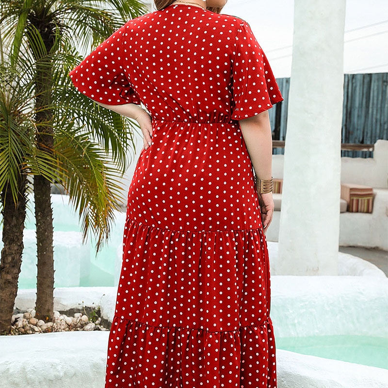 Boho Dot Printed V-Neck Women' - đánh giá và giá Maxi Dress Boho