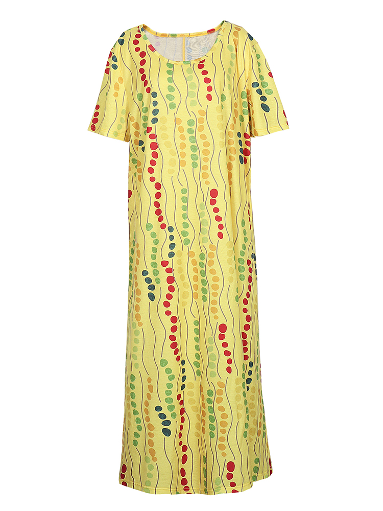 Plus Size Yellow Printed Midi  - đánh giá và giá Maxi Dress Boho