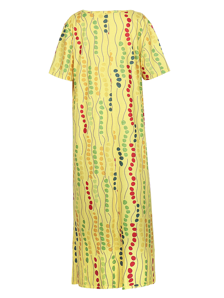 Plus Size Yellow Printed Midi  - đánh giá và giá Maxi Dress Boho