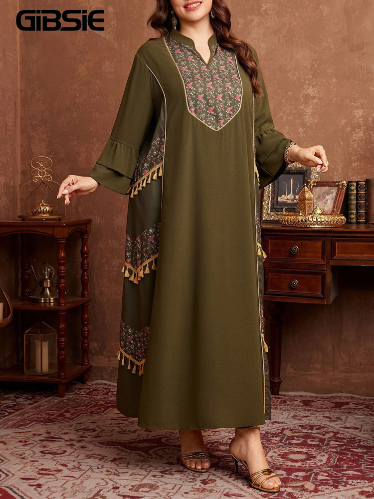 GIBSIE Plus Size Ethnic Style  - đánh giá và giá Maxi Dress Boho