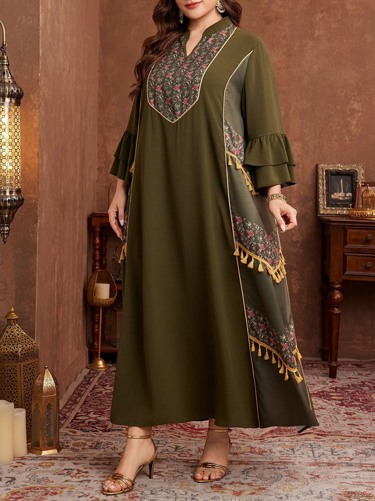 GIBSIE Plus Size Ethnic Style  - đánh giá và giá Maxi Dress Boho